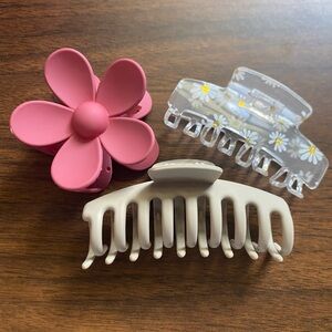Pink Flower and Daisy Hair Clip Set